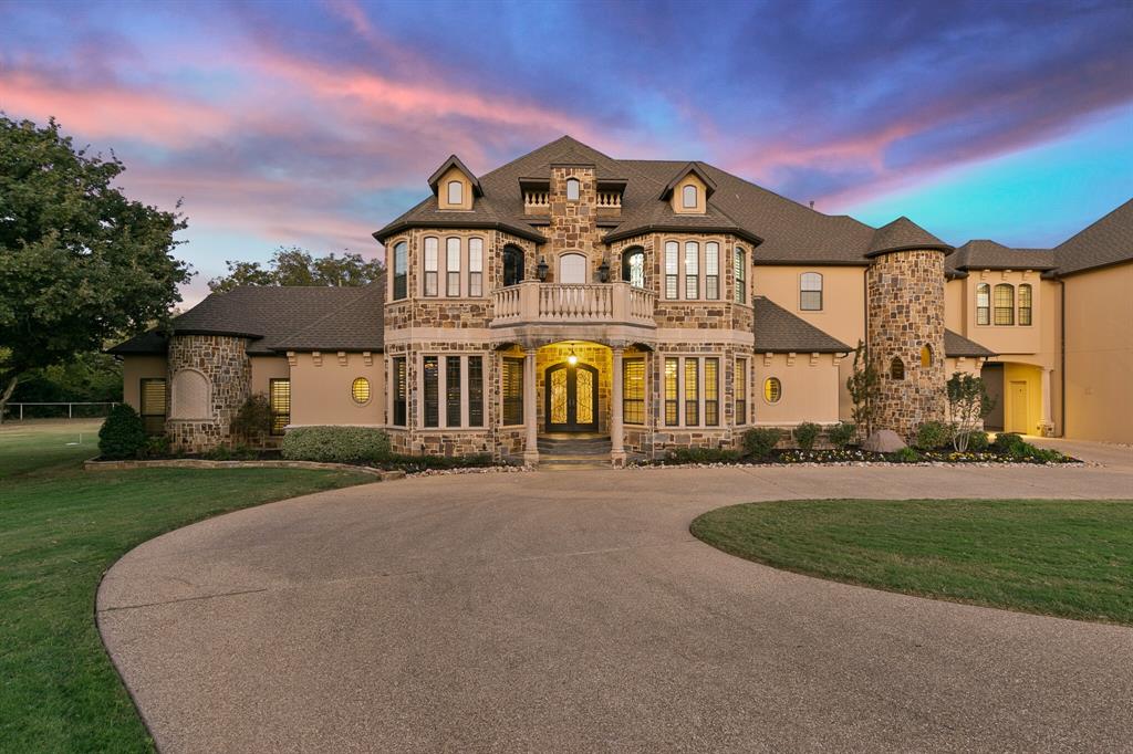 Extraordinary luxury estate situated on a private cul-de-sac in a serene country setting. Living area has vaulted ceilings with beautiful beams & access to backyard. Kitchen boasts granite counters subzero refrigerator & freezer, 2 dishwashers & double ovens. Master suite with sitting area & fireplace with private access to the breathtaking pool & spa. Upstairs features 3 bdrms, media room & game room with access to the 2nd floor balcony overlooking the backyard, pool & pond. Private guest suite offers living area, full kitchen, bedroom & bath. Backyard features beautiful heated pool & spa, multiple sitting areas & outdoor kitchen, an entertainer’s dream! Plus 2 underground shelters-one even has a bathroom.