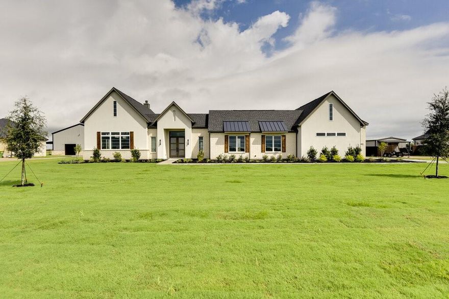 Ask about our amazing Move In Incentives!!!. Your Scandinavian dream ranch will be ready for September '25 move in. Presented by Killian Custom Homes. The moment you drive up and see the Scandinavian inspired architecture with stucco, brick and beautiful windows, you know your home. The outdoor space in the back wraps around your amazing courtyard that will aesthetically be a perfect place for your future pool. Long, expansive, ranch style, over abundance of windows are just a few words that describe this amazing home. The finishes are luxurious and elevated from the hardwood floors, elevated lights, tile designs you normally see in homes over $1m. The study would work well as a small game room if you prefer. We cant wait to have this one finished and share its beauty with you. It's unique and one of a kind in Ellis County. Pic of same floor plan but not this specific address. Ask your agent for the address specific mood boards.