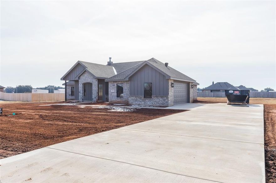 Come view this BEAUTIFUL UPSCALE NEW HOME located in the Jim Ned School District.  New open floor plan with great design. Located on 1 acre with wood fence for your extra privacy. This has 4 spacious bedrooms , 3 full baths and 1 half bath. Interior colors are relaxing and inviting. All the beautiful upgraded features makes this a home not just a house. Large front and back porches and large garage that 2 large vehicles will fit in. This dream home is perfect for enjoying all the rural amenities and less than 10 minutes to school, grocery, banking, church, and restaurants.  You can be sure it has the quality of a Miller Custom Built Home. Schedule your appointment to view this stunning home.