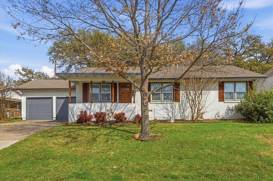 Enjoy peaceful greenbelt views and thoughtfully updated living in this charming one-story home. Ideally positioned across from the community greenbelt with hike and bike trails, the home offers a scenic outlook while still being conveniently located near shopping, dining, and everyday amenities.

Inside, the warm and inviting layout features original wood flooring throughout the main living areas, carpet in the bedrooms, and tile in the kitchen and baths. The kitchen was updated with white cabinetry, quartz countertops, stainless steel appliances, and a sink overlooking the spacious backyard.

Over the years, the home has been well maintained with improvements including updated windows, refreshed lighting and fixtures, interior paint, foundation work, and beautifully renovated bathrooms.

Step outside to enjoy the generous backyard, offering plenty of space to relax, entertain, or create your own outdoor retreat.

With its desirable one-story layout, attractive improvements, generous outdoor space, and scenic setting, this home offers a wonderful balance of comfort, character, and convenience.