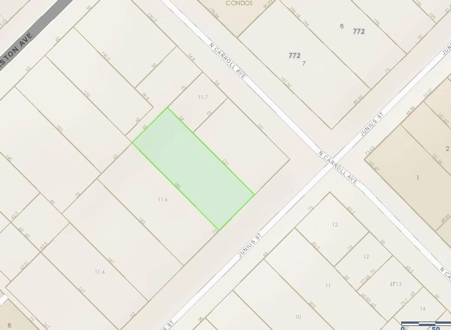 This expansive 13,875 sq. ft. interior lot is ready for your vision and custom design. Zoned SFR, it offers a prime opportunity to build exactly what you’ve imagined.

Additional parcels are also available for purchase, creating the potential for an even larger footprint. Directly contiguous to this lot is 4419 Junius, offering an additional 9,825 sq. ft. of land. Two more nearby parcels are on the market as well: 713 N Carroll, featuring a historic late-1800s home with 4,700 sq. ft., and 801 N Carroll, an approximately 5,000 sq. ft. lot. Each property is listed separately in MLS, but together they present a rare chance for a sizable assemblage.

Buyer will be responsible for obtaining a new survey.