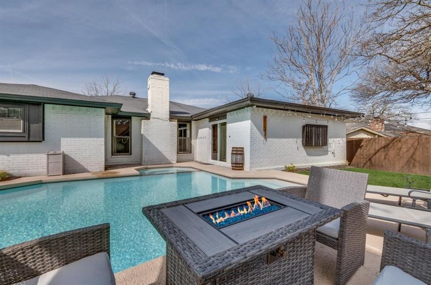 Welcome to 3810 Boxwood Court! Nestled in a peaceful cul-de-sac in the sought-after Forest Grove subdivision, this home offers the perfect blend of comfort, style, and outdoor living. Featuring a spacious open-concept layout, this home boasts two living areas, including a cozy space with a wood-burning fireplace. The gourmet kitchen and adjoining dining area are perfect for both family meals and gatherings. The primary suite offers a serene retreat with an ensuite bathroom with two generous walk-in closets. The two additional bedrooms offer ample space and versatility. Step outside and discover your own private paradise with your own swimming pool.  The outdoor space is enhanced with twinkle lights, outdoor speakers, and a mounted television - ideal for entertaining. Additional features include a new roof, sprinkler system, outdoor sound system, a new fence for added privacy, and walk-in closets to provide ample storage space throughout the home.