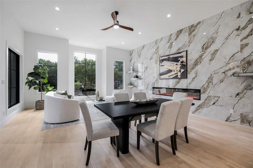 Completely renovated from the ground up, this luxurious home is a showcase of modern elegance in the prestigious Preston Hollow neighborhood of Dallas, Texas. Boasting exquisite hardwood floors, custom cabinetry, state-of-the-art Wolf appliances, a striking marble accent wall and a custom 75-bottle wine cellar. The expansive primary suite includes a massive encased shower and tub area, while each of the four generously-sized bedrooms has its own en-suite bathroom. Additional highlights include a media room, game room, and a dedicated office. Enjoy outdoor living with two balconies and a courtyard designed for entertaining. Every detail is newly finished! The buyer will get to select the stain for the hardwood floors to personalize their new home.