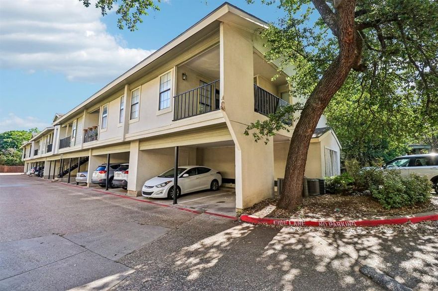 Charming 2-bedroom, 3-bath condo with a spacious multi-level layout, private courtyard patio, and access to a community pool. Each bedroom features its own private bathroom, with the primary suite offering access to a private balcony. First floor includes a living area with fireplace, dining space, kitchen, and full bath with laundry area for full-size washer and dryer. Primary bath includes a tub, while the additional bathrooms feature showers. Includes 2 covered parking spaces.