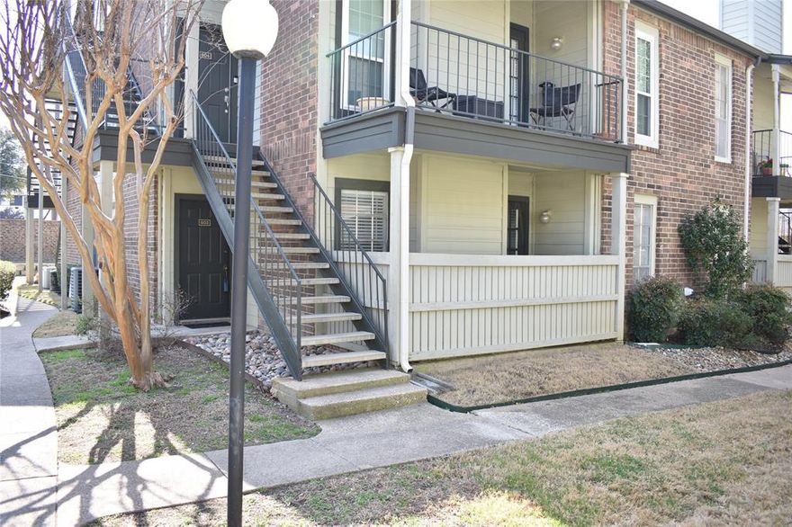 Charming single floor 1-bedroom, 1-bathroom condo offers a perfect blend of comfort and convenience. Step inside to find a spacious living area filled with natural light, WBFP, and ceramic tile flooring. The modern kitchen with plenty of counter space and pass through bar. Bedroom is generously sized, to accommodate large furniture.  Private balcony. Location is truly unbeatable with easy access to local dining, shopping, and entertainment. Quick drive to DNT, Bush, and 635 giving you quick commute to anywhere in the metroplex. Enjoy summer days by the community pool & tennis and pickleball court.