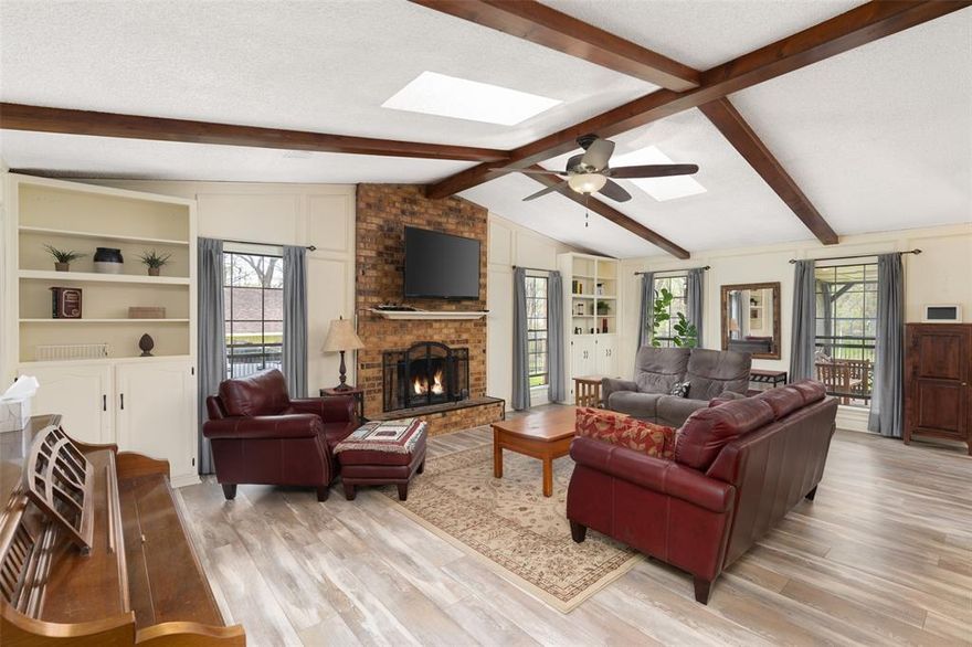 Price reduced!
Situated on approximately 1.89 acres in Lucas, Texas, this well-maintained property offers a peaceful setting with convenient access to nearby amenities and is located within the Lovejoy Independent School District.

The open floor plan connects the living, dining, and kitchen areas, creating a functional layout suitable for everyday living and entertaining. The living room features vaulted ceilings, a fireplace, and large windows that provide lots natural light and views of the surrounding property.

The kitchen includes modern appliances, ample cabinetry, generous counter space, a pantry, and a breakfast nook overlooking the backyard. The primary bedroom includes a walk-in closet and an en-suite bath. Secondary bedrooms provide additional space and storage, and a versatile flex room can be used as a home office, study, or additional living area. The laundry room includes a walk-in storage closet.

Outdoor features include a swimming pool in a fenced backyard, along with a screened porch for outdoor relaxation. A separate fenced area offers additional flexibility for pets or outdoor activities. Mature trees and an expansive yard contribute to the property's natural setting.

Additional improvements include an attached two-car garage, a detached two-car carport, and a storage shed, providing ample space for vehicles, tools, and equipment.

Located minutes from Lake Lavon with convenient access to shopping, dining, and regional roadways.