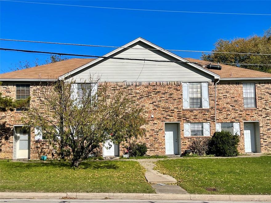 All four units are two-story.  Upstairs has two bedrooms that share a jack-and-jill bathroom.  Downstairs there is a powder room.  Each unit has washer and dryer hookups.  There is a covered carport on each end for two cars each.

The offer is subject to inspection.