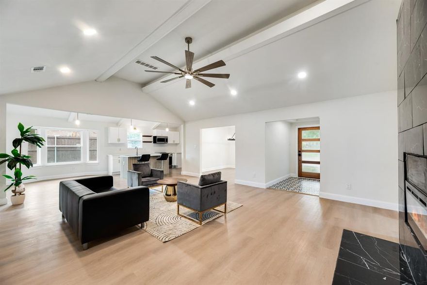 Introducing this Stunning 3 Bedroom Home with all Modern Upgrades! Discover this beautifully updated 3 bedroom, 3 bath home, including a Flex Room or Study and a Formal Dinning Room  tailored perfectly  for modern living! Featuring brand-new appliances, 10 feet tall porcelain tile  electric Fireplace, recessed lighting, fully updated kitchen, updated bathrooms that features a garden tub , and luxury vinyl flooring. This home offers both style and comfort. Convenient location in Garland , minutes away from key landmarks close to the city of Dallas.