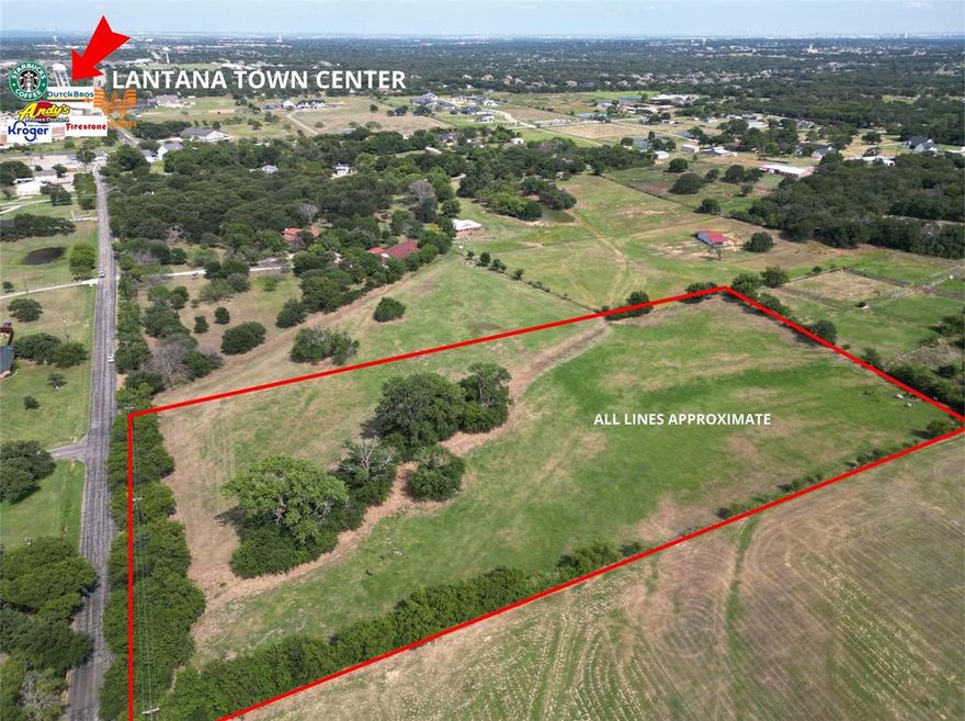 Welcome to Bartonville! Located half a mile from Lantana Town Center shopping, this beautiful 7.369 acre tract is ag exempt and ready for your ranchette imagination to become a reality. Come build the home you have always wanted and still have plenty of space left for your furry friends to roam. This is the perfect location to enjoy the peace and quiet of country estate living and take advantage of close conveniences of big city life at the same time. Land has multiple locations suitable for pad sites. Electric and Cross Timber water available at road, septic will be required. Do not miss out on this opportunity, this size property does not come up for sale in this area very often.