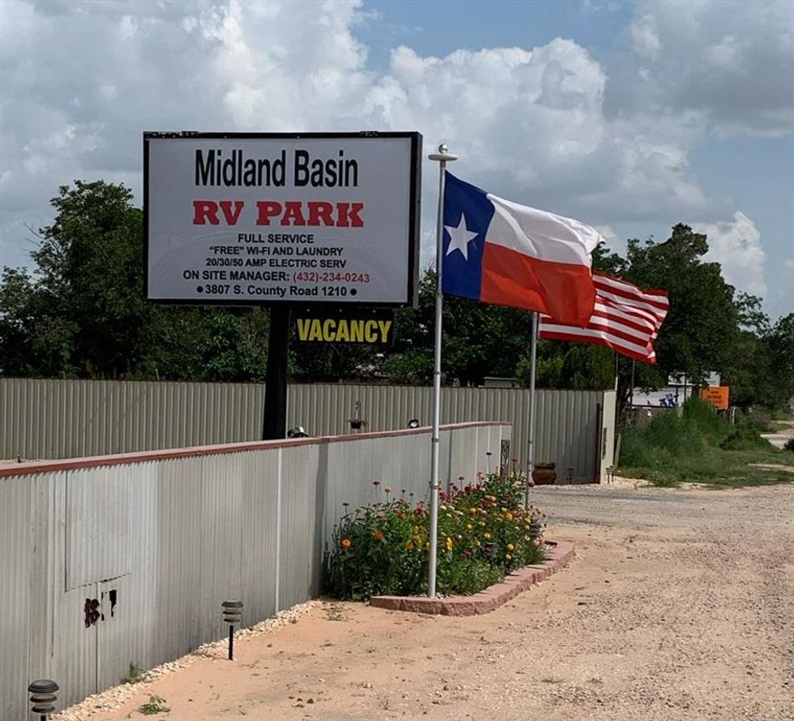 Midland Basin RV Park is a well-maintained, owner-operated property located just outside the Midland city limit, maintaining steady occupancy with long-term workers and traveling professionals in the Permian Basin.

The park offers 65 Full Hook-Up Sites (Electricity, Water, Sewer) and includes a dedicated Water Filtration System. On-site amenities feature a central Laundry Room, Wi-Fi, and a Tall Metal Security Fence. The sale includes essential equipment, such as a Ride-On Mower and a Bobcat Loader (S450). An existing 2 Bed1 Bath management house can easily be converted into a Community Clubhouse.

This is a turn-key, cash-flowing opportunity in a high-demand market.
