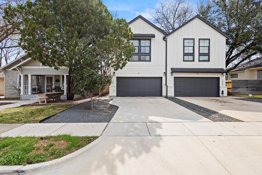 This contemporary duplex offers a comfortable, functional layout with mirrored floor plans on each side. Designed for both everyday living and entertaining, each unit features an open-concept kitchen with a large island, walk-in pantry, stainless steel appliances, and gas range, all flowing seamlessly into the main living space. Hardwood floors run throughout, while abundant natural light enhances the home’s airy feel.

Upstairs, you’ll find all bedrooms along with a versatile loft space—perfect for a home office, game room, or workout area. The generously sized bedrooms include a spacious primary suite with an ensuite bathroom and dual closets. A conveniently located upstairs laundry room adds to the home’s thoughtful design.
Step outside to a large covered deck overlooking a private, fenced backyard—ideal for relaxing or hosting guests. Both sides of the duplex have been refreshed with interior paint, and the 1007 side features new flooring.
Located just minutes from the Santa Fe Trail, White Rock Lake, and nearby golf courses, with easy access to Downtown Dallas, this property offers both lifestyle and convenience. With no HOAs, this duplex has been performing as a strong income-producing property, with each side generating $3,800+ per month across short term, mid term and long term rental opportunities.