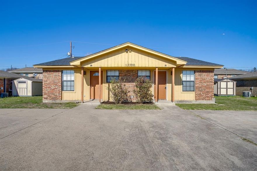 Full duplex in the desirable Aledo ISD. This brick duplex has two identical units each with their own parking area and fenced back yard. Each unit has a functional layout with the large living area opening up to the kitchen. New laminate flooring and paint throughout. One unit is vacant and move in ready. The other unit is rented to a long term tenant.

Great for investors or a house hack opportunity to move into the vacant unit and own a duplex with little money down.