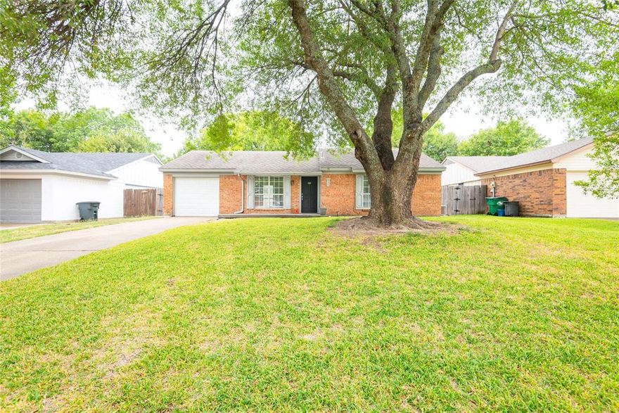 This home enjoys a prime location that brings convenience to your doorstep. Top-rated schools such as Heath High School, minutes to the Hospital & Lake Ray Hubbard's recreational activities are nearby! Also, the Harbor and the historic downtown district with its unique shops and restaurants are all within reach. This cute 2 Bedroom has 2 full ensuite bathrooms & a one car garage!  Interior was painted recently with lighter colors, full size washer & dryer utility closet, ceramic tile flooring throughout with a fireplace & window coverings. The kitchen has black appliances with a pass throw bar for entertaining!  Enjoy relaxing evenings or your morning coffee on the front porch deck overlooking a towering shade tree! Plant a garden in the backyard in the large grassy area & store your garden tools in the shed that stays!!