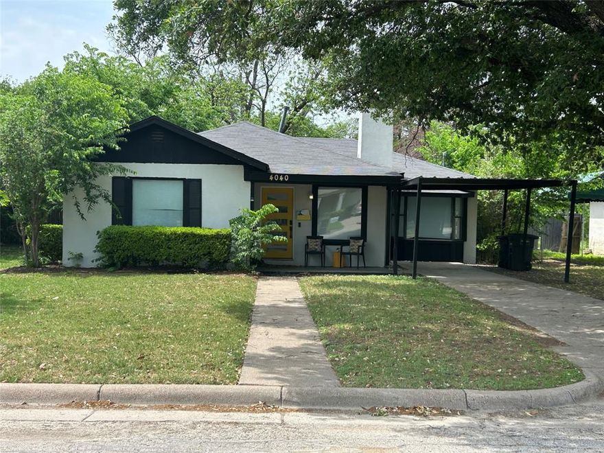 Welcome to 4040 Carolyn!  This updated 3 bed, 1.5 bath home is centrally located and near TCU.  The open floorplan connects living and dining making it a great home for entertaining.  The location lends itself to students or owner-occupants and the lot provides space for expansion if desired.  New builds are common in the area which affords this property additional flexibility.  The home is being sold mostly furnished (if desired) with a list of items in the transaction desk.