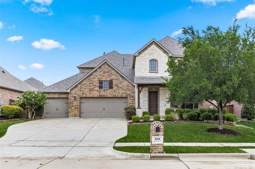 Private, south-facing home on a ~70-foot lot in Trinity Falls with no front-facing neighbors. Located on a quiet, low-traffic street just minutes from The Club, this property offers privacy, space, and access to community amenities.
Designed for both comfort and functionality, the home features 4 generously sized bedrooms, 3.5 bathrooms, a private office, game room, bonus room, and a true 3-car garage. The main living area is filled with natural light and anchored by wood beam accents and a stone gas log fireplace.
The kitchen includes stainless steel appliances, double ovens, a built-in gas cooktop, granite countertops, and under-cabinet lighting.
The primary suite offers backyard views and an en-suite bathroom with dual sinks, granite countertops, a garden tub, separate shower, private water closet, and a large walk-in closet with extended hanging space.
Upstairs features a large game room, an unfinished bonus space, and a thoughtfully arranged layout with a private bedroom and bath, plus two additional bedrooms served by another full bath.
The backyard includes mature landscaping, a water fountain feature, covered patio, pergola, fire pit, and space for future improvements such as a pool or garden.
Located in Trinity Falls, a master-planned golf cart community with amenities including pools, splash pads, parks, trails, dog park, fitness center, pickleball courts, and fishing ponds. Zoned to Frazier Elementary in McKinney ISD.