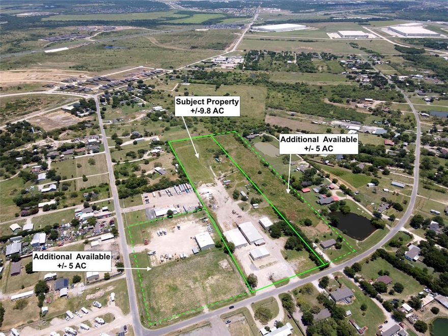 Property is South of Hwy 287 and west of Hwy 67 by 1.5 miles either direction. Established warehouse and shop space ready to meet industrial demands with multiple water meters and 3 phase power. On Site water well to meet any additional water demands. Approximately 17,500sf of warehouse and 1,200sf of office on 9.8 acres. Outside city limits with no restrictions or zoning requirements. The office space is approximately 1,200sf with three bathrooms, a break room, executive and open office space. 12x16 lounge space designed for contractors or drivers. The yard is fenced with iron pipe gates. Over two acres of improved yard with materials on site to expand. Plenty of room for future growth with +or-6 acres undeveloped. Strategically located in a strong, densely populated submarket of Dallas-Fort Worth, with persistent growth and construction in the immediate vicinity. development of retail and restaurants, new housing, along with industrial production is steadily drawing more attention to this area over the years, a statement on the strategic opportunity.
