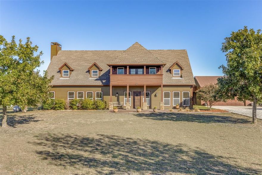 Welcome to this luxurious home Prosper ISD, OVER AN ACRE, NO CITY TAXES, NO HOA. This property is unique in character and the neighborhood is known for its peaceful surroundings and ideal for families. The layout flows seamlessly, featuring high ceilings, rich hardwood floors, and natural light. The kitchen offers granite countertops, and a bar perfect for gathering. The adjacent living room is anchored by a cozy stone fireplace and bar leading to the outdoor living offering an inviting atmosphere if you're hosting a grand event or enjoying a quiet evening in. The lush fenced backyard features a stunning swimming pool, two fully-equipped outdoor living areas with grill, TV's, cooking space, and meticulously landscape. The upstairs provides an owners suite with space for generational living. Each additional bdrm is generously sized and unique. Additional perks include oversized garage. Don't miss the opportunity to own this Unique home in one of McKinney's most sought-after locales.