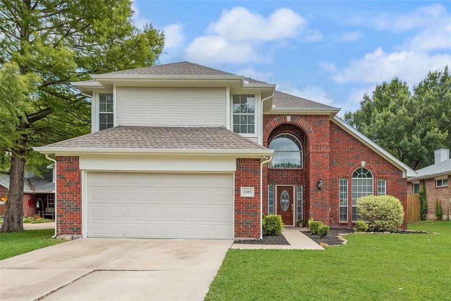 Located in the sought-after Eldorado Ridge neighborhood, this home with an open floor plan with BRAND NEW PAINT throughout the house offers numerous updates, functional living spaces, and an oversized backyard that backs to mature trees and wooded green space for added privacy. Enjoy peaceful mornings under the covered patio while listening to the birds sing in this serene outdoor setting.When you step in, you are greeted with the 2 story openness with beautiful wood- laminated floorings.The living room with a gorgeous fireplace with lots of windows and natural brightness that overlook the beautiful backyard. The half bath has been completely remodeled downstairs with modern touches with gold and silver accents. The kitchen features Granite countertops, stylish backsplash, stainless steel appliances, ample cabinetry, generous counter space. The spacious living and dining areas with chair rails provide a great flow and character for everyday living and entertaining. The primary suite offers a beautifully updated spa-like bath, with a sliding barn door, generous closet space, white stone countertop, and a jetted tub. Secondary bedrooms offer flexibility for guests, office space, or additional living needs. The full bath upstairs has a modern backlit mirror ideal for makeup application and along with brushed nickel accents for a polished finish. Step outside to the oversized backyard backing to mature trees and wooded green space, creating added privacy and a peaceful setting. Conveniently located near shopping, Historic Downtown McKinney, dining, parks, and everyday amenities, with easy access to Hwy 5, Hwy 121, and Hwy 75, this home offers an excellent location in the heart of McKinney.