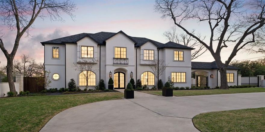 Transitional French Masterpiece in Preston Hollow. 
Timeless beauty & functional elegance at its finest.
Gated access motor court on the west & outdoor entertainment on the East. 
Multiple living areas & two primaries, complete with top-shelf selections, appliances, fitness & flex! 
The inner peace and wellness you feel when entering this modern chateau in person can not be duplicated.
