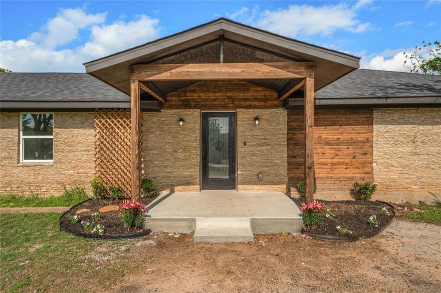 Ask about Free Shop or backyard oasis incentives. This 1973 country charm has been completely reimagined into a modern masterpiece. This 2,159 sq ft home has undergone a top-to-bottom transformation, offering 4 bedrooms and 2 bathrooms of high-end, designer-curated living space. All new Roof, HVAC, electrical, plumbing, framing, drywall, lighting and plumbing fixtures, additional foundations, windows and spray foam insulation.  It is an entertainer's dream with a 30 ft by 23 ft great room for living, dining, and kitchen all open for small or large gatherings.  There is an owner's suite with large bathroom with freestanding tub inside shower room with a custom stacked stone wall feature, custom vanity with a waterfall granite edge, and a 13'x 10' owner's closet.  The chief's kitchen has an 8 ft island and a walk in pantry with custom barn door.  The secondary bathroom for the 3 other bedrooms is very spacious as well.  Laundry room is oversized for additional freezer space and storage.  The mud hall has a custom stacked stone wall with custom mud bench.  This acre lot is adjacent to a large parcel of land to create a quiet, tranquil outdoor space.