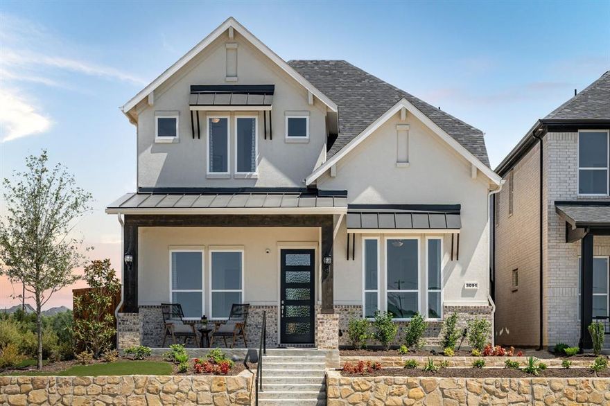 Gorgeous Landon Homes in PROSPER ISD and minutes away from PGA Frisco with exceptional upgrades with 4 bedrooms, 4 baths, 1 living room, 1 dining room, media room, game room, 2 car garage and covered back patio! All bedrooms have walk in closets. Quartz counter tops in kitchen and all baths, stainless steel ENERGY STAR GE appliances, gas stove, paint grade soft close cabinets, 5 panel contemporary front door, decorative ceiling fans. Plush carpet in bedrooms and upstairs, vinyl wood look flooring in rest of home. Privacy fence with two gates, full sprinklers, upgraded landscape package, full gutters and more! Programmable Thermostat, Insulated Interior Corners, Fortiflash Waterproof Membrane around windows, PEX Plumbing, Vinyl Low E Tinted Glass Windows, 16 SEER HVAC System. HOA includes front and side yard maintenance, alley maintenance and pesticide control. Photos are representational only and are not of the real property. Available for move in END OF NOVEMBER 2025.