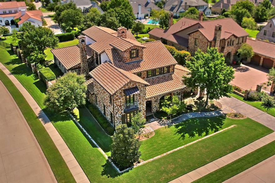 Stunning custom home in the exclusive guarded and gated community of Montserrat! You are greeted with a grand entry with 31 ft ceilings. Chef inspired kitchen with built in Viking appliances dual islands and Sub-Zero refrigerator. Living room with beamed ceiling opens to the expansive patio with a retractable screen. Main level primary suite features a spa like bath with dual sinks, jetted tub, dual custom closets, cedar closet and exercise room. Also on the main floor is a generous size study with attached full bath that could be a 5th bedroom. Second level has an additional 3 bedrooms, all with ensuite baths. Huge game room with wet bar and half bath opening to the media room. Over .5 Acre of land to create your own personal outdoor oasis! Enjoy the cool Texas nights in the turfed courtyard with built-in bbq and gas fireplace! This one is a masterpiece, and a must see! Bonus features include Control 4, security cameras, media room furniture, all TV's and AV equipment!