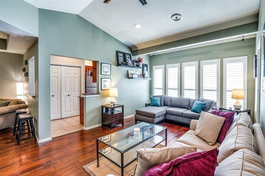 Perched on the third floor in the heart of Oak Lawn, this inviting 2-bedroom, 2-bath condo blends comfort with effortless style. The open-concept living and dining area creates a welcoming space for relaxing or entertaining, enhanced by vaulted ceilings and recessed lighting that bring in an airy, expansive feel.
The kitchen is thoughtfully designed with granite countertops, stainless steel appliances, and abundant cabinetry, seamlessly connecting to the main living spaces for easy everyday living. Laminate wood flooring extends throughout the living areas, while the bedrooms offer soft carpeting for added comfort and the kitchen and bathrooms feature durable ceramic tile. Plantation shutters frame the windows, adding timeless character along with privacy and light control.
The primary suite includes a sleek frameless glass shower and a well-appointed bathroom designed for comfort and relaxation. A second bedroom and full bath provide flexibility for guests, a roommate, or a home office.
Residents enjoy a refreshing community pool, a quiet and serene sitting area with a peaceful fountain, and a dedicated covered parking space. Perfectly located just minutes from Kroger, an abundance of nightlife, restaurants, Downtown Dallas, and with easy access to Highways 75, 35, and 45, this condo offers the ideal blend of convenience, style, and city living