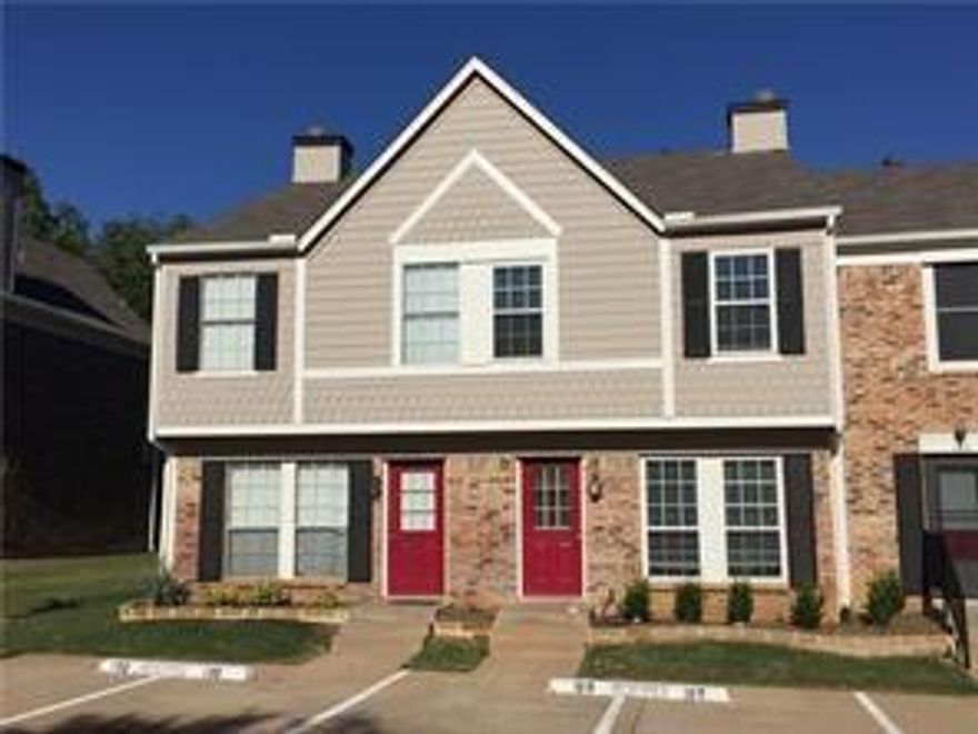 Completely Remodeled townhome. Water bill paid. No yard maintenance. Brand new Carpet. Refrigerator and Washer dryer included. Minutes from DFW Airport and multiple highways yet tucked away in a quiet GCISD neighborhood. Fresh neutral paint throughout Both bedrooms upstairs for privacy. Bricked patio with raised flower bed opens to green belt which leads to Bob Eden Parks and Trail system. community pool.