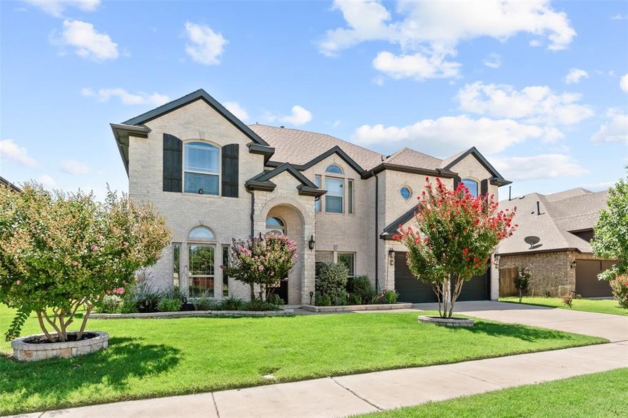 Welcome to your dream home! This stunning property features high ceilings and a thoughtfully designed floorplan that’s absolutely priceless. The main floor includes separate formal living and dining areas, a spacious kitchen, an office, and the primary bedroom. Every room is bright, open, and generously sized. With 5 bedrooms, a game room, media room, office, formal living and dining, a large kitchen, family room, and walk-in closets, this home truly has it all. The kitchen is a chef’s delight, boasting double ovens, a large island, a breakfast bar, a huge pantry, and stainless steel appliances. The primary bedroom offers a large walk-in closet, access to a covered patio, vaulted ceilings, and is perfectly separated from the secondary bedrooms. Both the front and back yards are beautifully landscaped, with plenty of space for a pool or pets. The backyard also features a large covered porch ideal for entertaining, a storage area with a concrete slab, and complete privacy. All this located in Mansfield ISD.