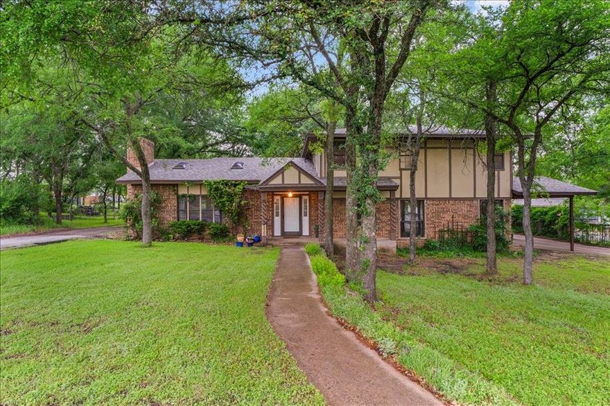 Tired of same old cookie cutter floorplans, this isn't it! Venture into this unique multi-level home. First living room has huge stone fireplace for a morning cup of coffee by the fire. Second living room is massive. Kitchen has plenty of cabinets and granite counters. Primary bedroom  has walk in closet and large ensuite bath with walk in shower. Bedrooms two and three with Jack in Jill bath. Back downstairs for bedroom four off the living room, then over to your private office. Now step outside to heavily treed yard on almost an acre. Not one but two circle drives. One in front and one that circles the house to provide ample parking. Sit out back on your deck under the shade trees. A huge 30' by 40' shop insulated with electricity and AC. Just seconds from I20 for easy access to work, HEB, Costco, restaurants, and anything else you could want. Only 10 minutes from lake Weatherford. Highly desired Aledo ISD. Don't let this opportunity get away!