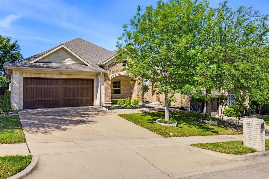 This beautifully maintained property is tucked away in a peaceful neighborhood and offers the perfect blend of style, comfort, and functionality. With three spacious bedrooms and two full baths, there's room for everyone. You'll love the open-concept layout that brings the kitchen, dining, and living areas together, perfect for entertaining or cozy nights in. The kitchen is a true highlight, complete with built-in appliances, generous cabinetry, and a large island for gathering. The serene primary suite features a luxurious ensuite bathroom with dual sinks and a walk-in closet. Step outside to a private backyard oasis with a covered patio great for outdoor meals or relaxing evenings. Conveniently located near parks, Trinity Trails, shops, and restaurants, this home has it all. Come take a look and fall in love!
