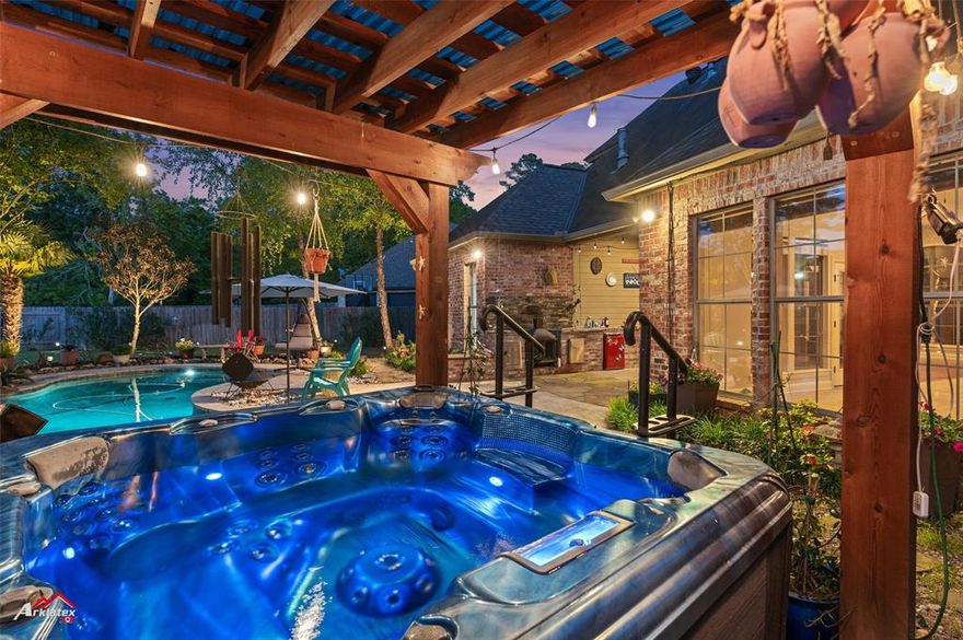 Stunning Home in a Highly Sought-After Subdivision! Don’t miss this beautifully maintained 4-bedroom, 3.5-bath home located in one of the most desirable neighborhoods! Featuring a spacious open-concept layout that seamlessly connects the living room, breakfast area, and den — perfect for both entertaining and everyday living. Enjoy an abundance of natural light from the numerous windows throughout the home. The kitchen is a chef’s dream, complete with a large island featuring a built-in cooktop, wall oven, dishwasher, pantry, ample storage, and gorgeous granite countertops. Flooring includes a mix of ceramic tile, plush carpet, and elegant wood. The primary suite with en suite bathroom is conveniently located on the main floor, with a second primary option upstairs — ideal for guests or multi-generational living. Step outside to your private backyard oasis! You’ll love the sparkling swimming pool, relaxing pergola with hot tub, outdoor fireplace, and covered patio — perfect for enjoying sunny days or hosting evening get-togethers. This home truly has it all — space, style, and resort-like amenities. Act fast — this one won’t last long! Parking for RV, camper or boat in the driveway.  Call now to schedule your private showing today!