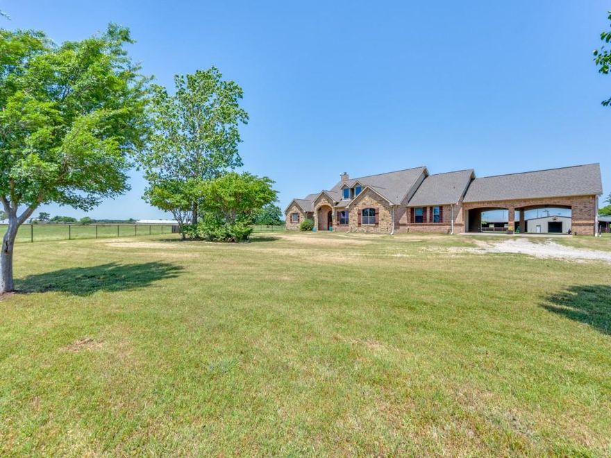 Stunning 4-Bedroom home on 11.4 acres E Blackjack rd Pilot Point , Located in Aubrey ISD , Beautifully updated 4 bedroom 3.5 bath located on 11.4 acres in desirable Pilot Point , Features includes scraped wood floors , granite countertops .stainless steel appliances , large open kitchen with island and built in counter, spacious primary suite with jacuzzi tub , open concept layout perfect for entertaining , the back patio is large with a fireplace for you to relax and enjoy beautiful sunsets , Ready for your Horses with 40x40 4 stall barn then 40x40 covered pens on each side of main barn with 4 pens in each side , plenty of room to park trucks and trailers, Don't miss this unique opportunity to own a turnkey property in a prime location.