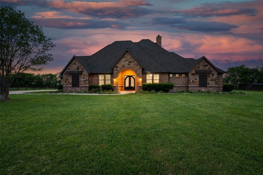 Stunning French Country estate, custom home built on over 4.65 Acres of land! Perfect for entertaining your guests on this one of a kind Estate. This home has been masterfully updated, not a room untouched. Marble filled master bathroom, resurfaced hardwood floors, renovated kitchen this home has it all. Private pond, with fenced acreage. Near Preston rd and the future Legacy Dr. Make this your home! Ask realtor for list of upgrades.