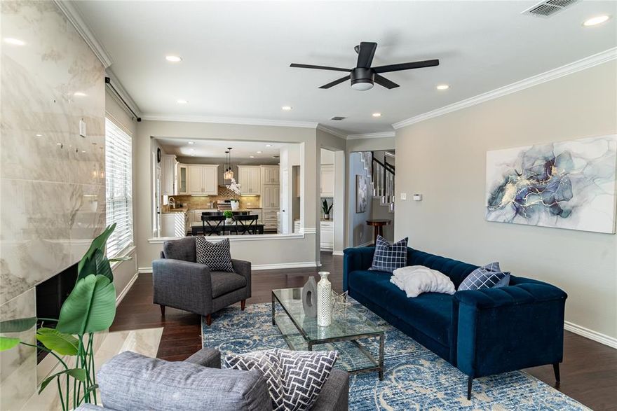 Beautifully maintained two-story home on a spacious corner lot in the heart of Flower Mound. This 4-bedroom, 2.5-bath home features granite and quartz countertops throughout, hardwood floors, and a bright, functional layout perfect for everyday living and entertaining. The backyard offers a sparkling pool with a new pool deck, horizontal board-on-board privacy fence, and mature, manicured trees that create a peaceful outdoor retreat. The extended driveway and 2-car garage provide ample parking and storage. Ideally located just 10 minutes from DFW Airport, with convenient access to top-rated schools, shopping, dining, and parks. This home blends comfort, curb appeal, and a prime location — a must-see!