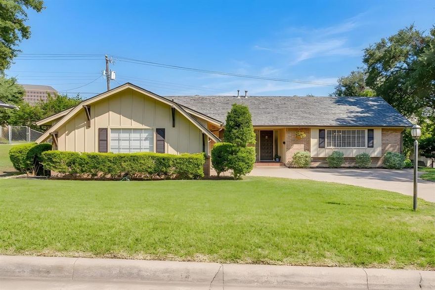 Welcome to Ridgmar, one of Fort Worth’s most established west side neighborhoods, known for its mature trees, unique homes, and unbeatable location. This home offers some of the best value in the area, making it a great option for first time buyers or anyone looking to downsize into a neighborhood with character. Take advantage of this home's assumable 4.5% VA Loan and lock in that low rate.

Inside, the home is move-in ready with an open kitchen and living area designed for hosting. Whether you are having friends over or just enjoying a quiet night in, the layout keeps everything connected and functional. The updated LVP flooring brightens the space, and the recently remodeled primary bathroom adds a clean, modern touch. The spacious rooms give the home a comfortable feel throughout. Step outside to a nice backyard that is also set up well for entertaining or relaxing. 

Major updates give peace of mind, including foundation repair with a lifetime warranty in 2022 and plumbing improvements with a new line to the city and added cleanouts in 2022. Additional upgrades include new carpet in 2022, gutters in 2022, a new sliding door and LVP flooring in 2025. Located just minutes from I-30, Loop 820, and only about 10 minutes to downtown Fort Worth, this home combines convenience, character, and value in one package.