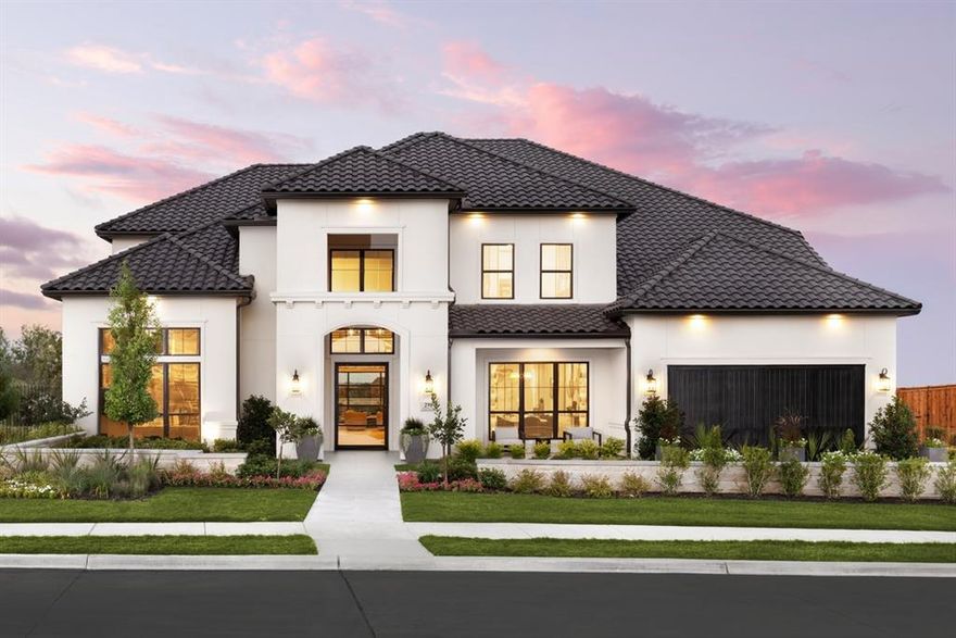 MODEL HOME FOR SALE. Experience elevated living in this exceptional Toll Brothers Nokota where architectural sophistication meets everyday functionality. A striking Mediterranean-inspired façade welcomes you through a grand two-story foyer into an expansive great room with soaring ceilings and a statement fireplace. Walls of glass and multi-slide stacked doors create seamless indoor-outdoor living, filling the home with natural light and opening to a resort-style backyard designed for relaxation and entertaining. The open-concept layout flows into a chef-inspired kitchen with a butler’s pantry and wine room—ideal for hosting. A formal dining room and private office add both elegance and functionality. The main-level primary suite offers a spa-like bath with dual vanities, a freestanding tub, oversized shower, and spacious walk-in closet. Upstairs features generously sized secondary bedroom suites, a versatile loft, and an expansive media room. A hidden room and golf simulator add a rare and unexpected luxury element. Step outside to a private outdoor oasis with a covered patio, Water feature, and curated landscaping—perfect for year-round enjoyment. Additional highlights include first-floor laundry, designer finishes, and a highly functional layout. Offered as-is as a professionally designed model home, excluding Toll Brothers branded items and sales office equipment. Driveway installation and final landscaping are scheduled, with an anticipated late June move-in. This is more than a home—it’s a statement of design, comfort, and elevated lifestyle.