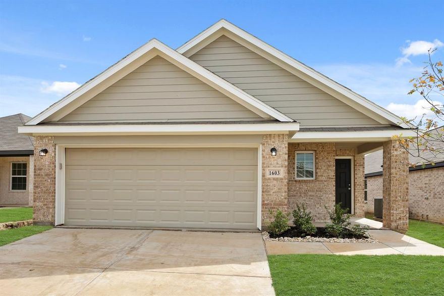 Love where you live in Christian Meadows in Ennis, TX! The Wildflower floor plan is a charming 1-story home with 4 bedrooms, 2 bathrooms, and a 2-car garage. This home has it all, including privacy blinds and vinyl plank flooring throughout the entire home. The gourmet kitchen is open to both the dining and family rooms and features 42-inch cabinets and granite countertops! Retreat to the Owner's Suite featuring double sinks with granite countertops, a separate tub and shower, and a spacious walk-in closet. Enjoy the great outdoors with a covered patio! Don't miss your opportunity to call Christian Meadows home, schedule a visit today!