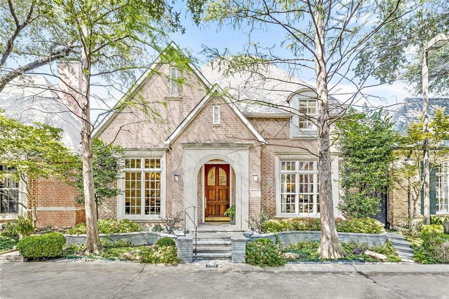 Situated on a tree-lined cul-de-sac in sought-after Caruth Village, this elegant home offers a remarkable combination of charm and a low-maintenance lifestyle. The welcoming entry with hardwood floors leads to a formal dining room and a handsome wood-paneled study with custom built-ins. The spacious kitchen features a center island, gas cooktop, double ovens, and a butler’s pantry, opening up to the light-filled breakfast area with Marvin windows overlooking the private stone courtyard. The large living room includes built-ins and a wood-burning fireplace, ideal for gatherings and entertaining. The oversized first-floor primary suite is a true retreat with a private sitting area, walk-in closet, dual sinks and a soaking tub. Upstairs are three well-sized bedrooms, additional custom built-ins, and a large attic with permanent stair access. Skylights throughout the home bring in natural light, complementing the impeccable millwork and craftsmanship. This home is conveniently located within walking distance to NorthPark Mall, shopping, and dining.