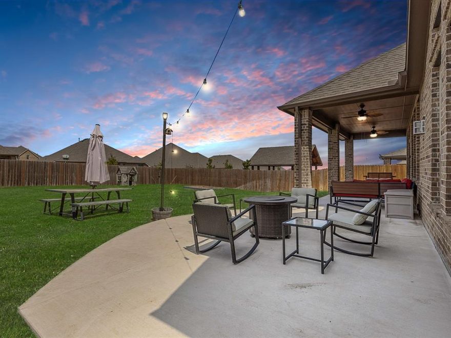 Tucked away on a peaceful cul-de-sac within the highly acclaimed Aledo ISD, this inviting residence combines comfort, versatility, and modern elegance in an exceptional location. Featuring four bedrooms—all conveniently situated on the main level—this thoughtfully designed home is perfect for both relaxed daily living and seamless entertaining. One bedroom offers ideal flexibility for a home office or study.

Step through the impressive entryway with its soaring ceilings into a bright, open floor plan that includes two dining areas and abundant natural light. The spacious kitchen showcases an island with bar seating, a separate breakfast nook, and plenty of storage for the home chef. The expansive primary suite offers a serene retreat with an ensuite bath and generous walk-in closet.

Upstairs, a large bonus room provides the ultimate setting for a game room, media space, or family lounge, complete with a convenient half bath. Outside, the oversized backyard features a covered patio perfect for dining al fresco or simply unwinding outdoors.

Additional features include a roomy two-car garage and easy access to the neighborhood entrance for everyday convenience. Blending space, style, and location, this home is ready to welcome you to your next chapter.