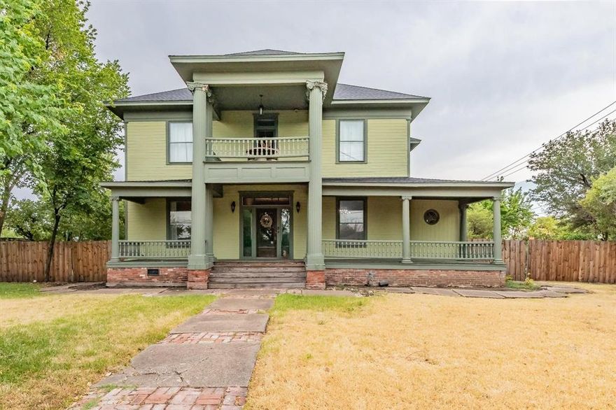 Beautiful Neoclassical Revival Style home built in 1908 offers so much charm in its original hardwood floors, 12 inch wood baseboards, shiplap wood paneling, & beautiful window & door wood casings. With 2 living spaces, formal dining room, 5 bedrooms, eat-in kitchen, large laundry room, & enclosed patio the possibilities to customize this home for your family are endless. Enjoy everyday comforts with central heat & air, updated plumbing, electric, stainless steel appliances, & tankless water heater. Downstairs bathroom is plumbed & just needs to be finished out.  Home needs cosmetic repairs, bring your design ideas & make it yours. Situated on a two third acre lot, the home offers a pool for relaxation, greenhouse for budding gardeners, & garden beds to grow your own herbs & vegetables plus 2 storage sheds. The 800 sqft barn could be workshop, studio, or home for your pets! Home is owner occupied,  please do not enter property lines without agent appointment.