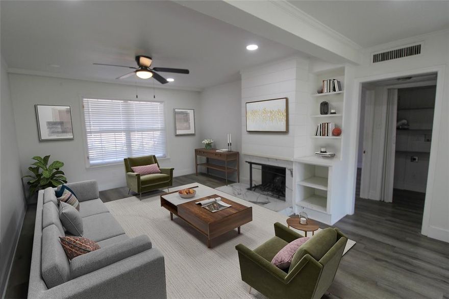 When you want location, lifestyle and convenience all in one - this is your property. Situated with great access to Central Expwy, one of Dallas's main arteries, this condo is perfect for someone wanting carefree living and the ability to have easy access to all Dallas has to offer. Designed with maximum use of space, the living room is flanked by a modern fireplace that opens to a spacious dining area. The updated kitchen has loads of cabinet space and a cozy eating nook. The updated bathroom is adjacent to the laundry closet which holds a stackable washer and dryer, and you are going to love the large walk-in closet in the bedroom. The unit has two outdoor patios, a large one off the dining area and a second off the rear entrance. There are two entrances to the property as well.  A covered reserved parking space is included with the unit and is located in a gated area. Your HOA covers electric, water and trash. Truly a lock and leave lifestyle!  Medical City and Presbyterian Hospitals are minutes away if needed. Shopping is very convenient as well with Northpark and The Shops at Park Lane in easy distance. There is also a Trader Joe's minutes away.  If you like to walk, Northaven Trail is in range for getting in those steps. Getting to work is easy as 635 and I-30 are both minutes away. The unit is on the first floor so no climbing stairs.  **Virtual staging photos were added to several photos in this listing to assist in visualizing potential.** AS IS, BUYER TO VERIFY ALL INFORMATION, BUYER IS RESPONSIBLE FOR ALL INSPECTIONS. Proof of funds must accompany every offer