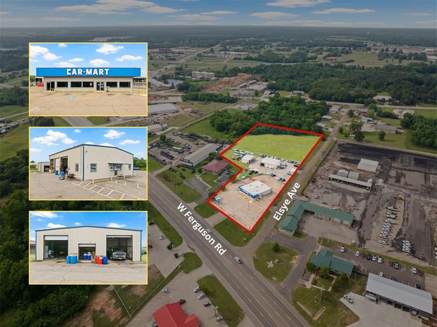 Prime commercial opportunity offering ample building space on 4.6 acres in a high traffic location close to I-30 with excellent visibility and access. This versatile property features road frontage on two sides, making it ideal for a variety of business uses. The main building spans approximately 4,875 square feet and includes a welcoming lobby, multiple private offices, restrooms, a kitchenette, and an expansive shop area suited for operations, storage, or workspace needs. In addition, the property includes a second building with both office and shop space, providing flexibility for multiple tenants or business functions, as well as a separate storage building for added convenience. A large adjoining lot further enhances the property’s potential, offering room for expansion, additional parking, or future development. This is a rare opportunity to secure a well equipped commercial property with ample space and strong exposure in a growing area.