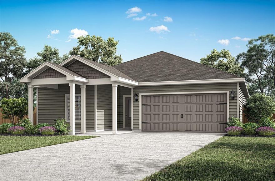 The Sage floor plan is a well-designed one-story home that includes three bedrooms, two bathrooms, and a flex room. The open living areas connect the kitchen, dining room, and family room, making it easy to enjoy quiet family evenings or host lively gatherings with friends. The master suite is thoughtfully secluded from the other bedrooms, providing a peaceful space for rest and relaxation. Two secondary bedrooms offer comfort and privacy for family members or guests. The flex room adds extra versatility, giving you the opportunity to create a home office, playroom, or hobby area that suits your needs. A covered patio completes the home by offering a comfortable outdoor space to unwind or entertain, rain or shine.