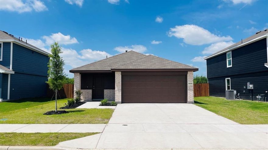Stunning new D.R. Horton home in the Sunnycreek located in Crowley and Crowley ISD! The single-story Caprock Floorplan, Elevation A, with an estimated Spring completion, offers 3 bedrooms, 2 bathrooms, and a 2-car garage with a modern open-concept layout designed to maximize comfort and everyday functionality. The family room, dining area, and contemporary kitchen come together in an easy-flow design that creates a warm and inviting atmosphere for gatherings. The thoughtfully appointed kitchen includes quartz countertops, 36” painted cabinets, stainless steel appliances, a gas range, stainless steel sink, center island, and a walk-in pantry for practical storage. The private primary suite features an en-suite bath with dual quartz vanities, a 5-foot oversized shower, and a walk-in closet conveniently located off the bathroom. Two secondary bedrooms and a full bathroom with a quartz vanity top offer comfortable accommodations for family members or guests. Luxury vinyl plank flooring enhances the main living areas and wet zones, adding durability and low-maintenance appeal. Built with energy-efficient construction and equipped with America’s Smart Home Technology. Exterior highlights include a landscape package, full sprinkler system with rain sensor, privacy fencing, and more. Residents of Sunnycreek can enjoy mobility friendly trails and two dog parks! Nestled conveniently within minutes of both I-35, Chisholm Trail Pkwy, Chisholm Trail Park, numerous shops and restaurants.