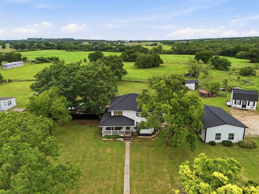 Experience the perfect blend of comfort and country living with this spacious 2,675 sq ft ranch-style home nestled on 9.22 acres in Paradise, TX. The property features productive hay fields and is currently ag-exempt, offering both beauty and functionality.
Inside, you’ll find an open floor plan designed for everyday living and entertaining, highlighted by a large eat-in kitchen with plenty of space for gathering. Step outside to enjoy a beautifully landscaped and manicured yard, complete with an in-ground pool—perfect for relaxing or hosting on warm Texas days.
Approximately 1.5 acres surrounding the homesite are cross-fenced, with the remaining acreage ideal for livestock, horses, or continued hay production. The property is well-equipped with corrals and livestock pens, along with a large metal parking and storage shelter and an additional outbuilding that can serve as a workshop or extra storage.
Mature, old-growth oak trees are scattered throughout the property, providing shade, character, and scenic views in every direction. The home is serviced by well water, with access to a water line at the front of the property for added flexibility.
Whether you're looking to establish a hobby ranch, raise animals, garden, or simply escape the city for peaceful country living, this property offers endless possibilities. Conveniently located just 8 minutes from Bridgeport, 15 minutes from Decatur, and 40 minutes from Fort Worth.
