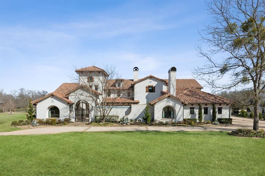 Discover an extraordinary blend of refined elegance and serene natural beauty at 1401 Red Oak Trail, an exquisite estate nestled in a private cul-de-sac in Fairview, TX. Situated on 4.6 acres of lush pastureland adorned with majestic 50-year-old pecan trees, this breathtaking property offers a rare combination of luxury, privacy, and tranquility. Enjoy access to a 15-acre private trail with picturesque river views, perfect for peaceful walks and outdoor adventures. From the moment you step inside, the grand foyer welcomes you with soaring ceilings, rare swamp ash wood beams, and custom-curated designer lighting—setting the tone for an unparalleled living experience. The expansive open-concept layout is designed for both grand entertaining and intimate gatherings, featuring a gourmet chef’s kitchen with a high-end European Lacanche stove, imported designer fixtures, and an oversized natural stone island—a true masterpiece for culinary enthusiasts. The primary suite is a sanctuary of sophistication, offering a spa-like ensuite bathroom with dual vanities, a separate shower, and a deep soaking tub for ultimate relaxation. Additional highlights include a dedicated home office, a private courtyard oasis with a security guard room that could also flex as an additional office space, and a professionally designed media room—all tailored for luxury living. Indulge in year-round outdoor serenity with a sparkling heated pool and spa, surrounded by lush greenery. A custom-built treehouse and exhilarating zip line provide endless entertainment for children, multiple cozy fireplaces invite warmth and relaxation throughout the home. The circular driveway and attached garage add convenience and enhance the estate’s distinguished curb appeal. Located within the prestigious Lovejoy ISD, this rare gem offers a harmonious balance of exclusivity, modern luxury, and natural beauty—a true Texas estate for the discerning homeowner. Experience the pinnacle of private luxury living!