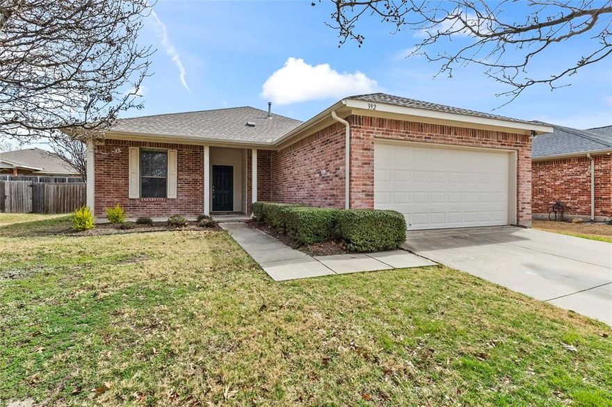 Welcome to 392 Elk Trail, a charming 3-bedroom, 2-bath home in the heart of Melissa, one of the fastest growing cities in the U.S. Known for its highly acclaimed school district and proud home of the Melissa Cardinals, this community offers the perfect mix of small-town charm and modern convenience.
Located just north of McKinney with easy access to Highway 75, this home features an open-concept layout centered around a cozy fireplace, perfect for family gatherings and everyday living. Step outside to a quaint back porch, ideal for relaxing with a Texas-sized glass of sweet tea. With recent paint, fresh carpet and replaced back deck, this one won't last long!