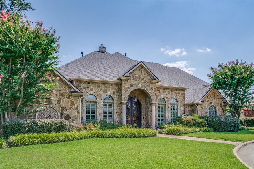 Mediterranean-style 4 bedroom, 3 and half bath home in the heart of Preston Hollow. Built in 2004 on a wide 110’ lot, this home offers a 4,395 s.f. highly functional floor plan. Gleaming hand-scraped hardwood flooring flows through the main living areas. A spacious primary suite is located on the first floor along with two additional bedrooms. The kitchen and living area on the main level enjoy a view of the oasis-style pool, spa, and outdoor kitchen. Rounding out the first level are a home office and two generously sized dining areas. Upstairs, the fourth bedroom serves perfectly as a private guest retreat. A home theater room, with adjacent wet bar, is also located upstairs and offers a versatile space that doubles as a bright, sunlit living area during the daytime hours. Beyond is a separate room that works well as a gym or cozy den. Other features of the home include high-end designer draperies, abundant storage closets, new Generac 26KW whole-home generator, 3-car garage with side access, roof replacement in 2019, resurfacing of the pool in 2023 as well as a new Pentair control system, and a durable turf dog run on the east side of the home. Ideally located within the private school corridor, the home also offers convenient access to shopping and dining.