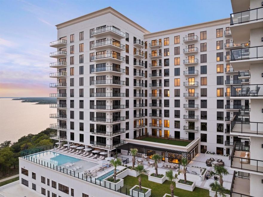 DFW's best-kept secret—3111 Sunset—presents a rare opportunity to lease true lakefront luxury on Lake Grapevine. Rising sixteen stories, this high-rise combines panoramic water views with timeless design and resort-style amenities. Residents enjoy an infinity-edge pool and spa, 6th-floor terrace with fire pits and grills, private bar & lounge, indoor golf simulator, 24-hour fitness center, guest suites, and pet-friendly perks. Step outside to the North Shore Trail, Lakeside Boardwalk, or the nearby Cowboys Golf Club—all just minutes from DFW Airport and ideally situated between Dallas and Fort Worth. Located within Lakeside Village—one of Texas’ most walkable communities—you’re steps from dining, boutique shopping, fitness, and wellness services, plus 40+ shops and restaurants.
